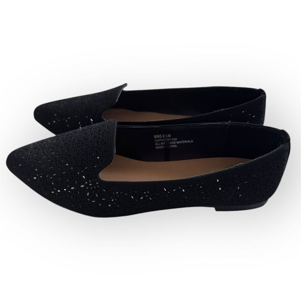 Report Women's Black Peek-a-Boo Metallic Slip-On Flats Size 6.5 NWOT - Picture 5 of 7